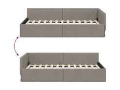 vidaXL Eckbettgestell mit Kopfteil 100 x 200 cm Stoff 42016056