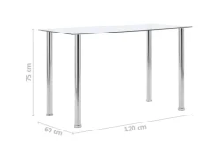 vidaXL Esstisch Transparent 120 x 60 x 75 cm Hartglas