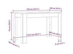Tische^vidaXL Esstisch 120x60x76 cm Holzwerkstoff 800432