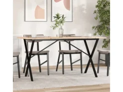Tische^vidaXL Esstisch X-Gestell 140x80x75 cm Massivholz Kiefer und Gusseisen