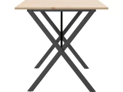 Tische^vidaXL Esstisch X-Gestell 140x80x75 cm Massivholz Kiefer und Gusseisen