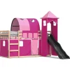 Betten^vidaXL Etagenbett mit Rutsche und Gardinen Rosa 80x200 cm2101526