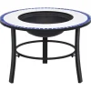 Mosaik^vidaXl Feuerstelle Mosaik Keramik Blau und Weiß 68 cm