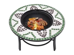 Mosaik^vidaXL Feuerstelle Mosaik Keramik Grün 68 cm