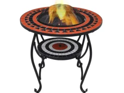 Mosaik^vidaXL Feuertisch Mosaik Keramik Terracotta und Weiß 68 cm