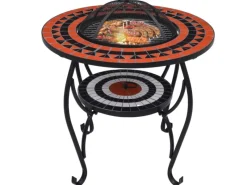 Mosaik^vidaXL Feuertisch Mosaik Keramik Terracotta und Weiß 68 cm