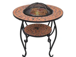 vidaXL Feuertisch Mosaik Keramik Terracotta 68 cm