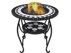 Mosaik^vidaXL Feuertisch Mosaik Keramik Schwarz und Weiß 68 cm