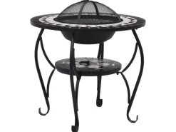 Mosaik^vidaXL Feuertisch Mosaik Keramik Schwarz und Weiß 68 cm