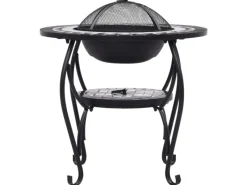 Mosaik^vidaXL Feuertisch Mosaik Keramik Schwarz und Weiß 68 cm