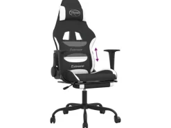 Stühle^vidaXL Gaming-Stuhl mit Fußstütze Schwarz und Weiß Stoff Modell 1