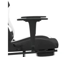 Stühle^vidaXL Gaming-Stuhl mit Fußstütze Schwarz und Weiß Stoff Modell 1