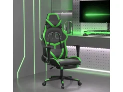 Stühle^vidaXL Gaming-Stuhl mit Fußstütze Schwarz und Grün Kunstleder Modell 3