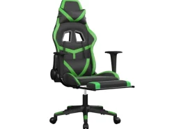 Stühle^vidaXL Gaming-Stuhl mit Fußstütze Schwarz und Grün Kunstleder Modell 3