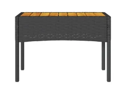 vidaXL Gartenbank 2-Sitzer mit Kissen und Tisch Schwarz Poly Rattan