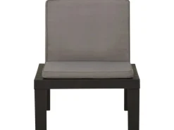 vidaXL Garten-Lounge-Stuhl mit Auflage Kunststoff Grau