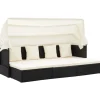 Kissen|Hocker^vidaXL Garten-Sonneninsel mit Dach Schwarz Poly Rattan