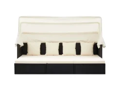 Kissen|Hocker^vidaXL Garten-Sonneninsel mit Dach Schwarz Poly Rattan