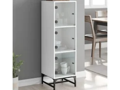 vidaXL Highboard mit Glastüren Weiß 35x37x120 cm 836560