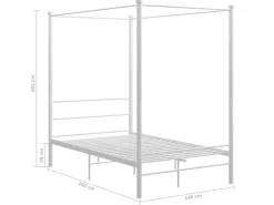 Betten^vidaXL Himmelbett Weiß Metall 140x200 cm651111
