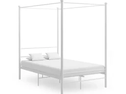 Betten^vidaXL Himmelbett Weiß Metall 140x200 cm651111