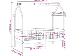 Betten^vidaXL Kinderbett Hausbett 70x140 cm Massivholz Kiefer2102249