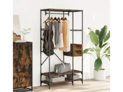 vidaXL Kleiderständer mit Ablagen Räuchereiche Holzwerkstoff 847861