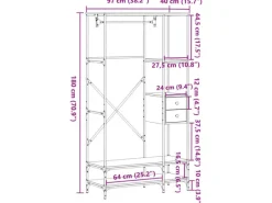 vidaXL Kleiderständer mit Ablagen Räuchereiche Holzwerkstoff 847861