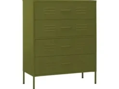 Sideboards^vidaXL Kommode Olivgrün 80x35x101,5 cm Stahl