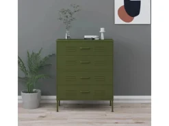 Sideboards^vidaXL Kommode Olivgrün 80x35x101,5 cm Stahl
