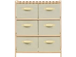 Kommode^vidaXL Korb-Kommode mit 6 Stoffkörben Zedernholz Beige