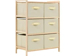 Kommode^vidaXL Korb-Kommode mit 6 Stoffkörben Zedernholz Beige