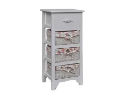 Kommode^vidaXL Korb-Kommode mit 1 Schublade und 3 Körben Weiß Paulownia-Holz