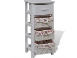 Kommode^vidaXL Korb-Kommode mit 1 Schublade und 3 Körben Weiß Paulownia-Holz