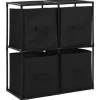 vidaXL Lagerschrank mit 4 Stoffkörben Schwarz 63×30×71 cm Stahl