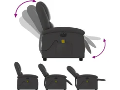 vidaXL Massagesessel Elektrisch Grau Echtleder