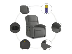 vidaXL Massagesessel Elektrisch Grau Echtleder