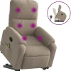 vidaXL Massagesessel mit Aufstehhilfe Taupe Mikrofasergewebe