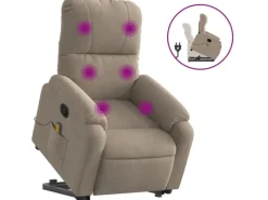 vidaXL Massagesessel mit Aufstehhilfe Taupe Mikrofasergewebe