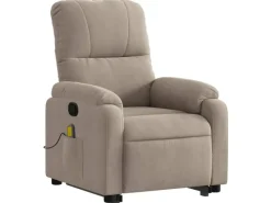 vidaXL Massagesessel mit Aufstehhilfe Taupe Mikrofasergewebe