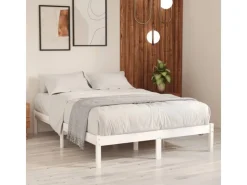 Betten^vidaXL Massivholzbett Weiß 135x190 cm 4FT6 Double1134989