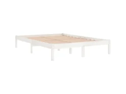 Betten^vidaXL Massivholzbett Weiß 135x190 cm 4FT6 Double1134989