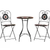 vidaXL Mosaik-Bistro-Set Terrakottarot und Weiß Eisen und Keramik 3216355