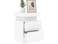 vidaXL Nachttische mit LED-Leuchten 2 Stk Weiß 35x39x55 cm