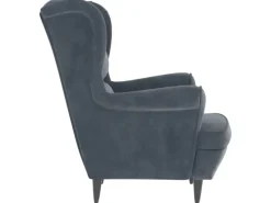 vidaXL Ohrensessel mit Hocker Dunkelgrau Samt