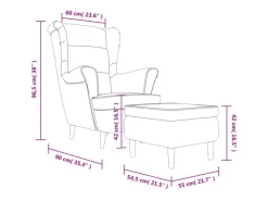 Hocker^vidaXL Ohrensessel mit Hocker Creme Samt
