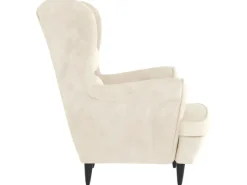 Hocker^vidaXL Ohrensessel mit Hocker Creme Samt