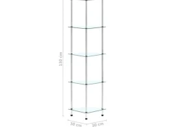 Büroregale^vidaXL Regal mit 5 Ablagen Transparent 30x30x130 cm Hartglas