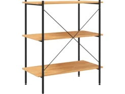 vidaXL Regal mit 3 Böden Schwarz und Eiche-Optik 80x40x92 cm