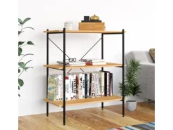 vidaXL Regal mit 3 Böden Schwarz und Eiche-Optik 80x40x92 cm